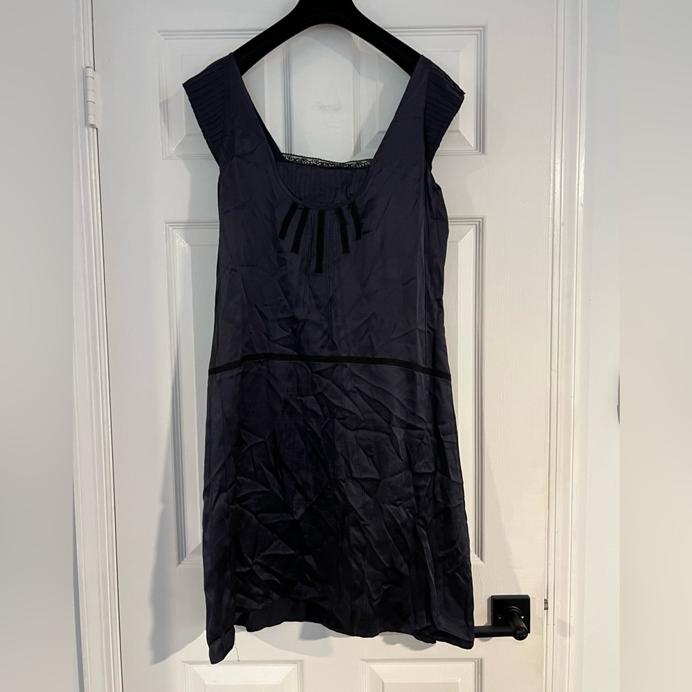 ZARA vintage Y2K low waist midi slip dress with black lace & crochet 100% silk M - Picture 8 of 8